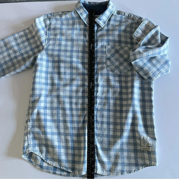 Buffalo David Bitton Shirt Large Blue Plaid Button Down Western Pearl Snaps - Picture 10 of 12